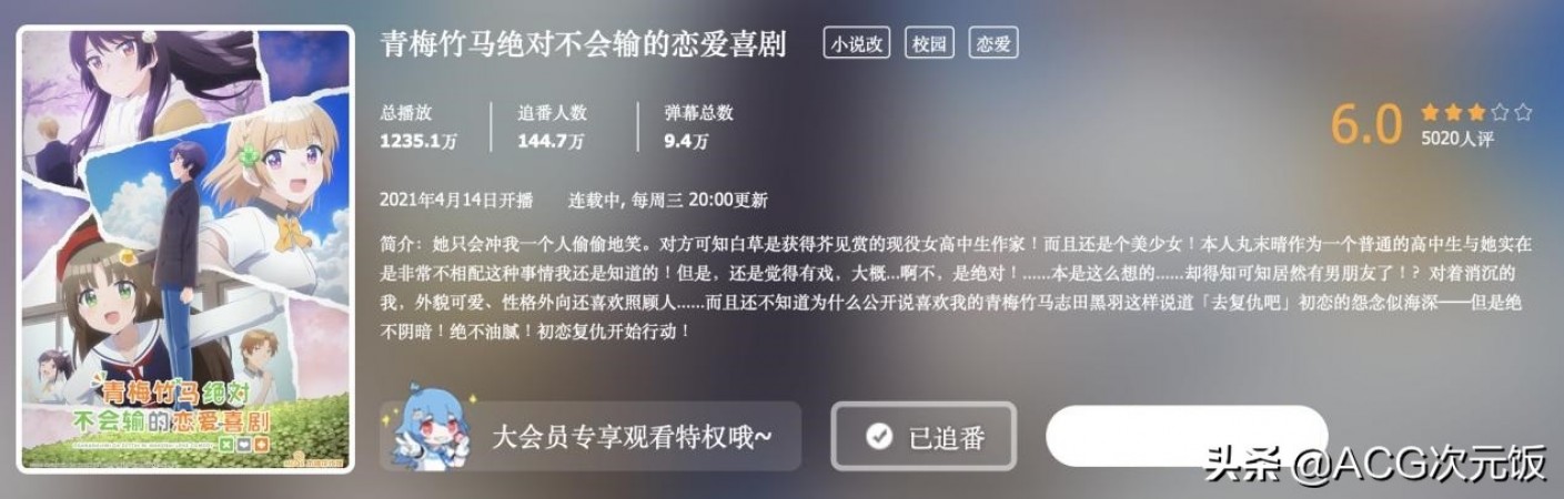 本季度最爛戀愛番，劇情開2倍數都嫌慢，男主動不動就下跪