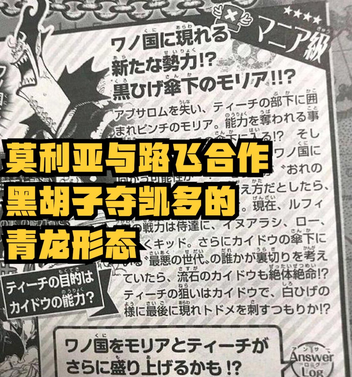 海賊王情報:尾田暗示黑鬍子會來和之國,凱多的果實危險了