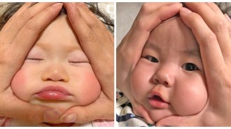 曬娃也能很搞怪！超Q萌「寶寶飯糰拍照法」風靡全網　肉肉臉頰「秒變怒臉三角飯糰」瞬間融化❤️