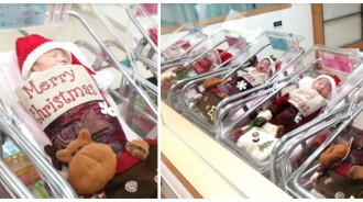 小寶寶過耶誕！台灣醫院「替寶寶換上聖誕裝」萌翻天　頭戴紅帽「露出天使般容顏」畫面融化爸媽❤️