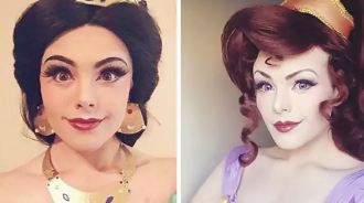 男子把自己「打扮成迪士尼公主」，網友們驚呼的超強化妝技術