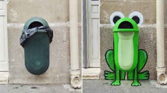 垃圾桶變小青蛙！街頭藝術家「把廢棄角落變成童話」　平凡斑馬線「變身企鵝和小幽靈」可愛爆表