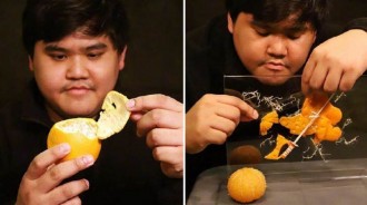 泰國小哥用吃橘子不浪費，「橘子皮」隨手一擺cos我妻善逸，網友：這想象力絕了！