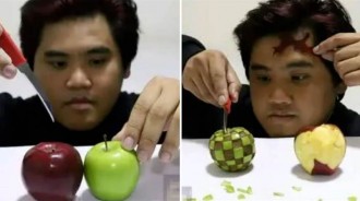 泰國小哥COS炭治郎，僅用兩個蘋果還原，看到成品：太酷了！