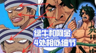 海賊王1053話，綠牛和阿金相似的地方有4處，是同一人嗎？