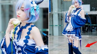 13歲妹子cos惡魔蕾姆，看到「液體襪」那一刻：你還是個孩子啊