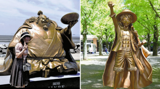 《海賊王》甚平雕像熊本縣落成 草帽團10名成員集齊