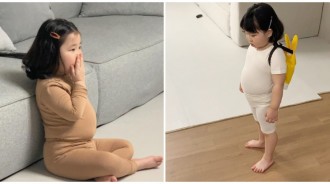 福氣身材太Q！胖胖小萌妹「圓滾滾肉肚」看了想偷戳　當姊弟同框「同步秀皮球肚」畫面更犯規❤️