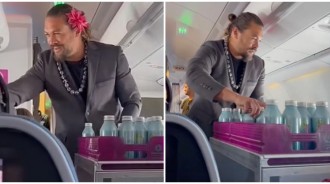 這位空姐有夠壯！搭飛機遇見「水行俠頭戴鮮花變空姐」　乘客驚喜捕捉「親自超貼心服務」全機嗨翻