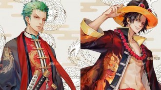 當《海賊王》裡面的角色穿上中國風的衣服，艾斯誘人腹肌露出，索隆像個貴公子