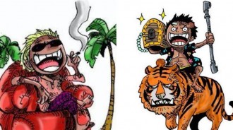 尾田公開海賊王人物小時侯的模樣，兒時的卡普太像魯夫了吧！
