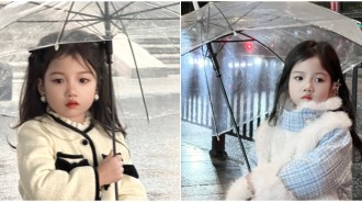 雨中的小仙女！白嫩小女孩「臉蛋充滿古典美」撐傘也優雅　變身「夢幻海中精靈」小殭屍也超Q❤️