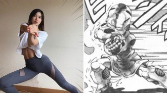 日本肌肉女Coser 健身保持完美身材，展現真人版「JoJo 立」姿勢，引網羨：一輩子練不出的馬甲線